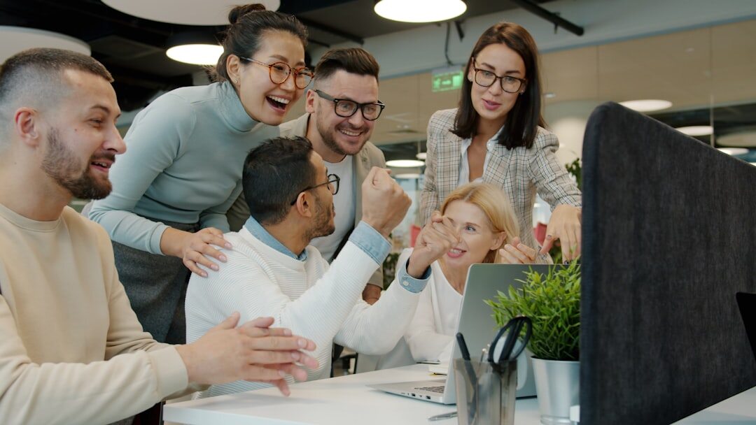 group of coworkers reconciling